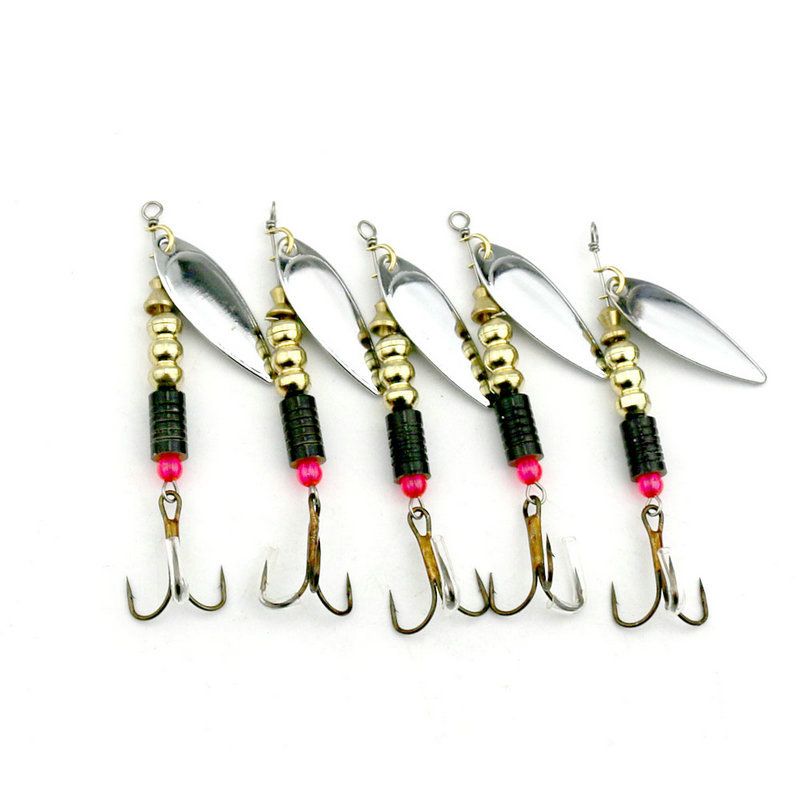 5PCS Lot Fishing Lures Metal Spinner Bait Spinnerbaits Spoon Trout